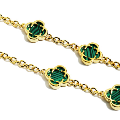 Malachite Clover Gemstone Bracelet