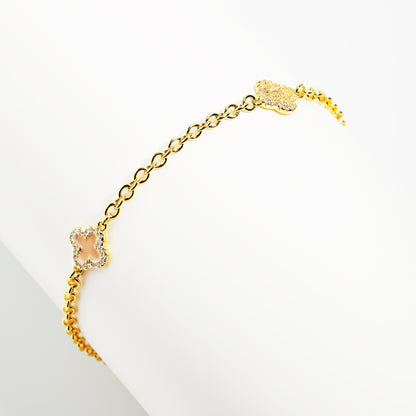 Pink Agate & Iced Motif Rolo Gemstone Bracelet
