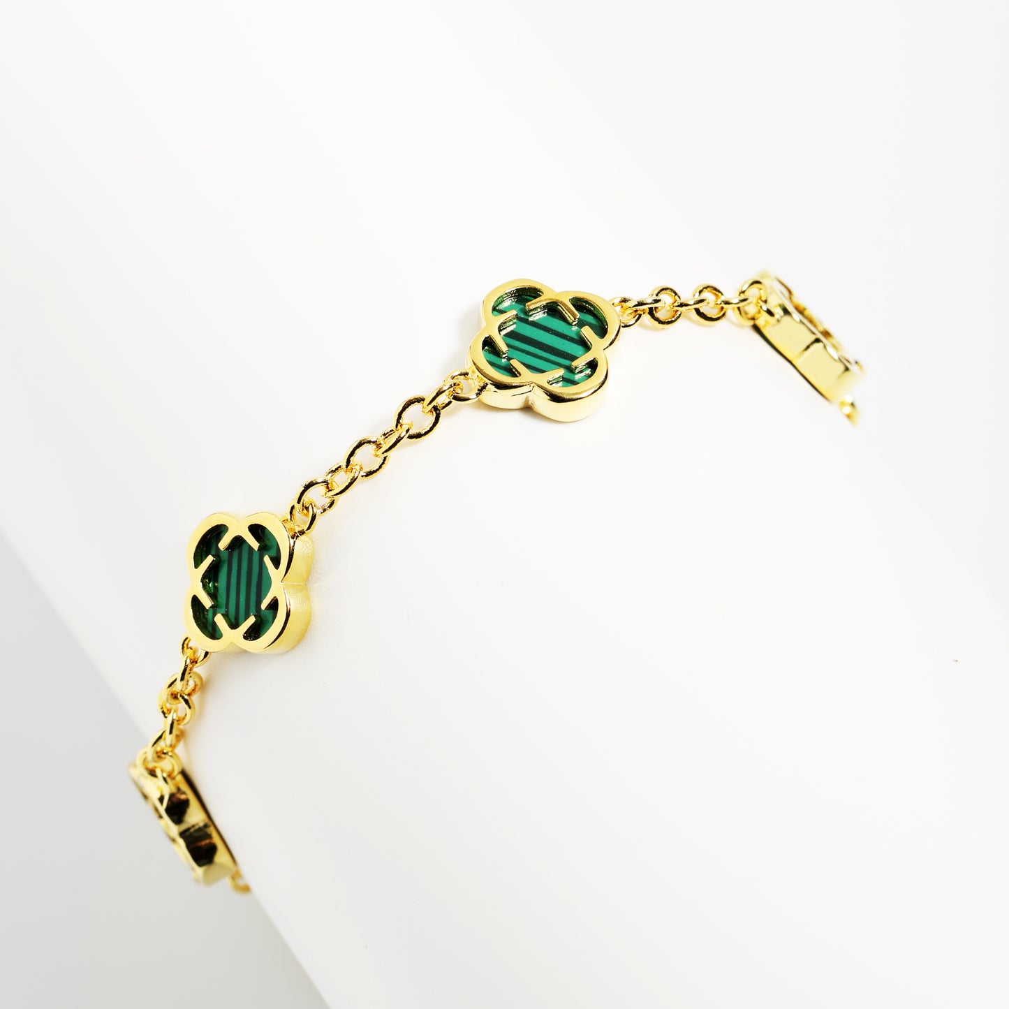 Malachite Clover Gemstone Bracelet