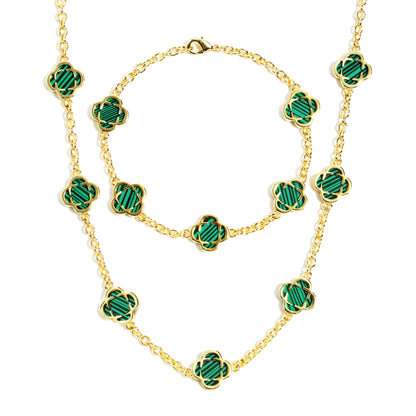 Malachite Clover Gemstone Bracelet