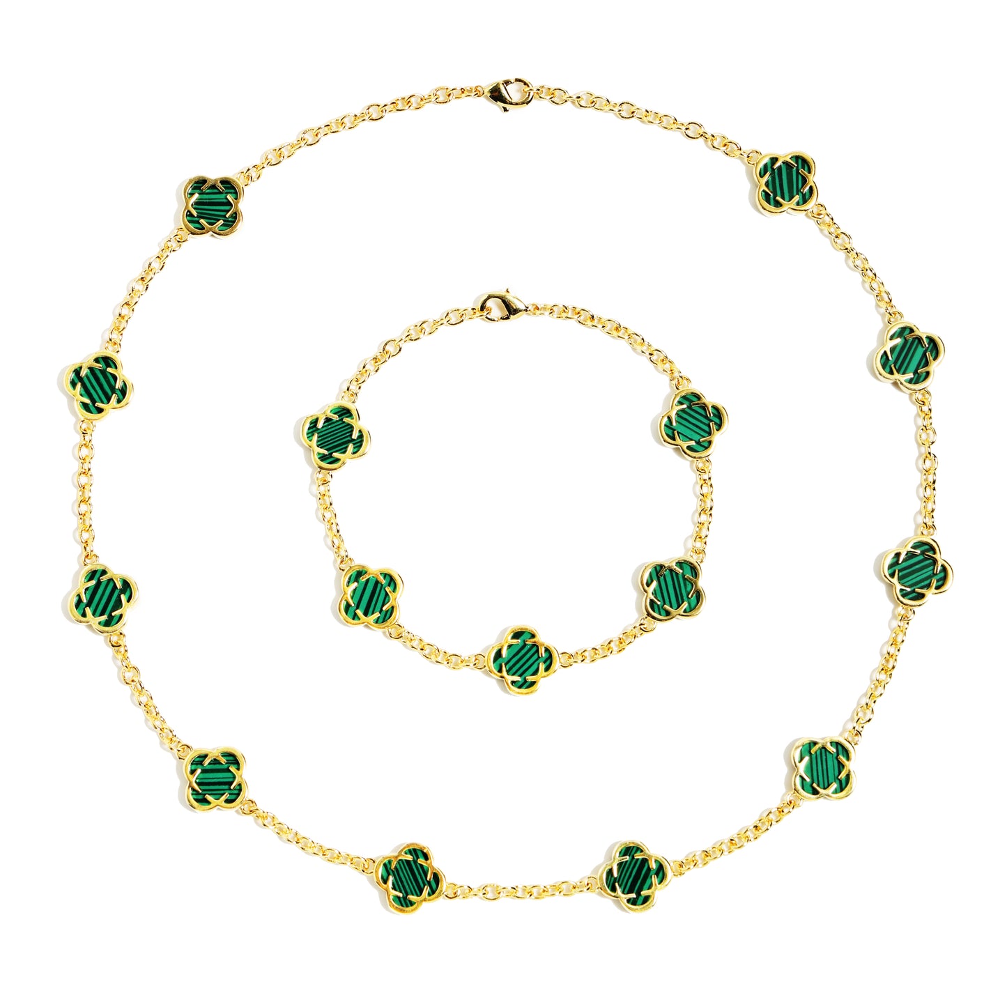 Malachite Clover Gemstone Bracelet