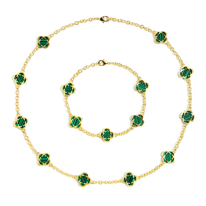 Malachite Clover Gemstone Bracelet
