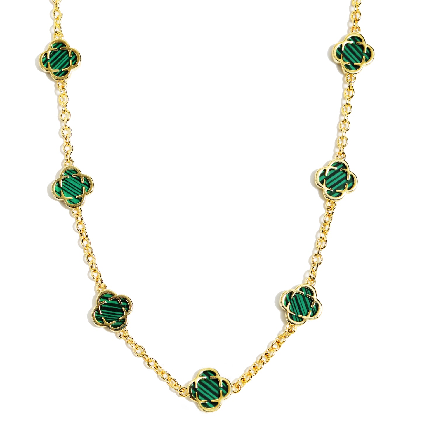 Malachite Clover Gemstone Necklace