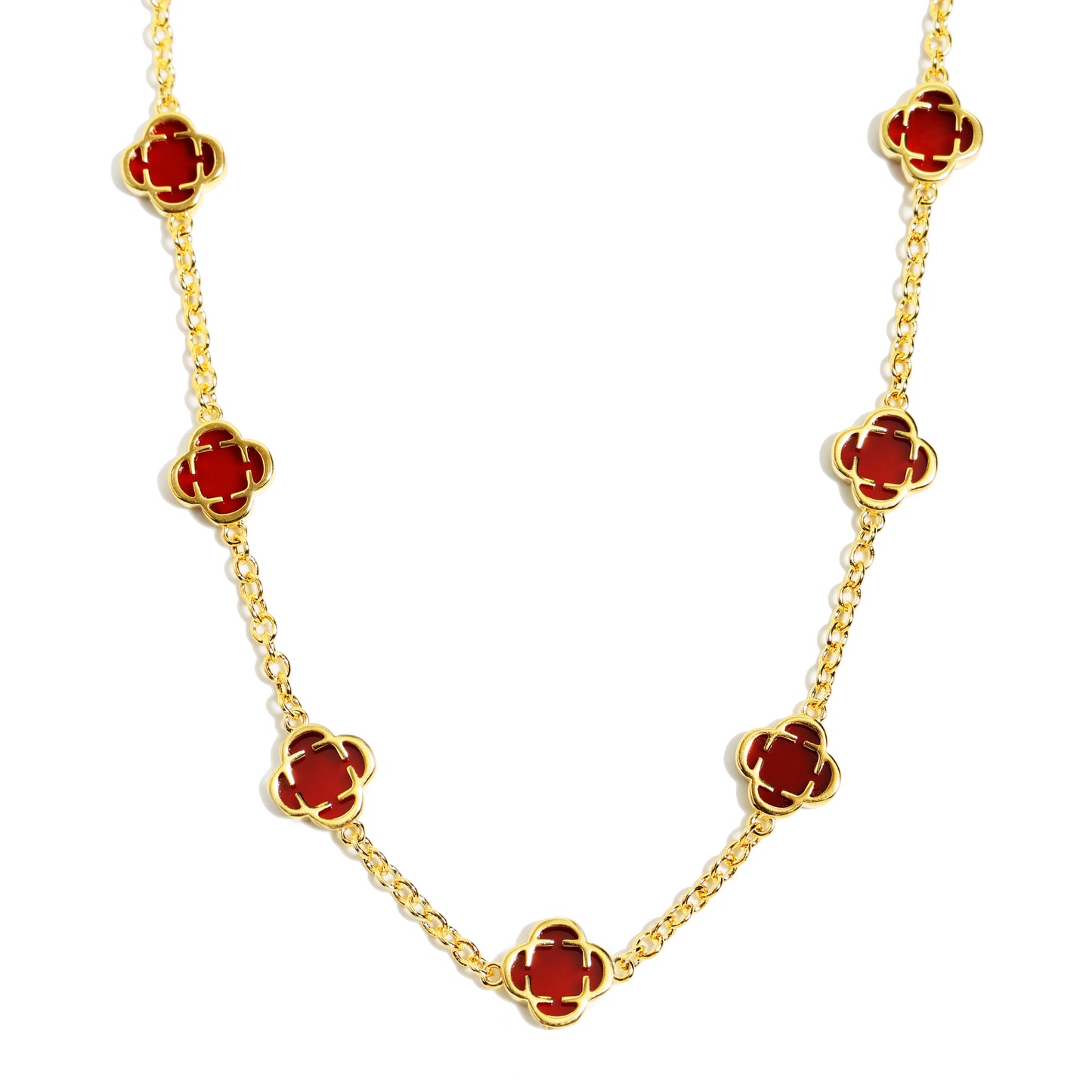 Red Clover Gemstone Necklace