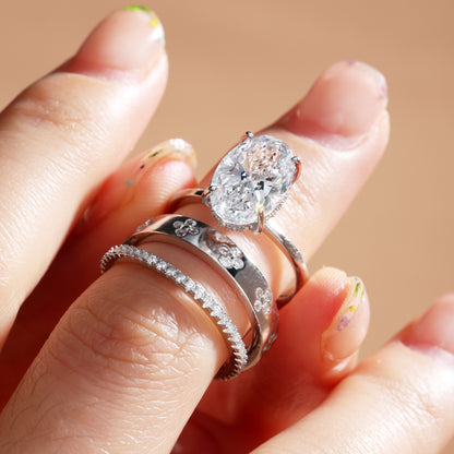 Noble Oval Cut 3 Pieces Ring Set