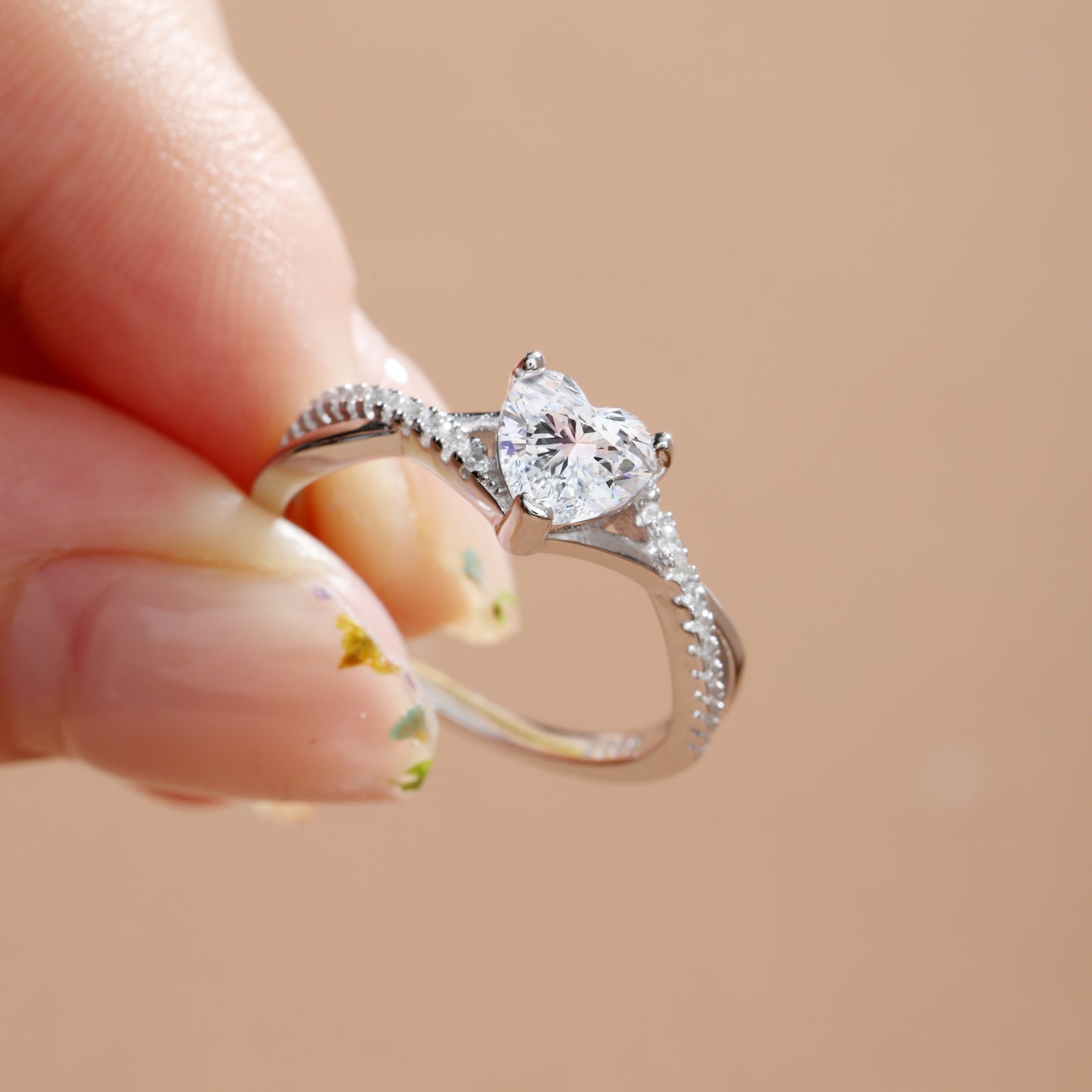 Twist Heart Cut Sterling Silver Ring