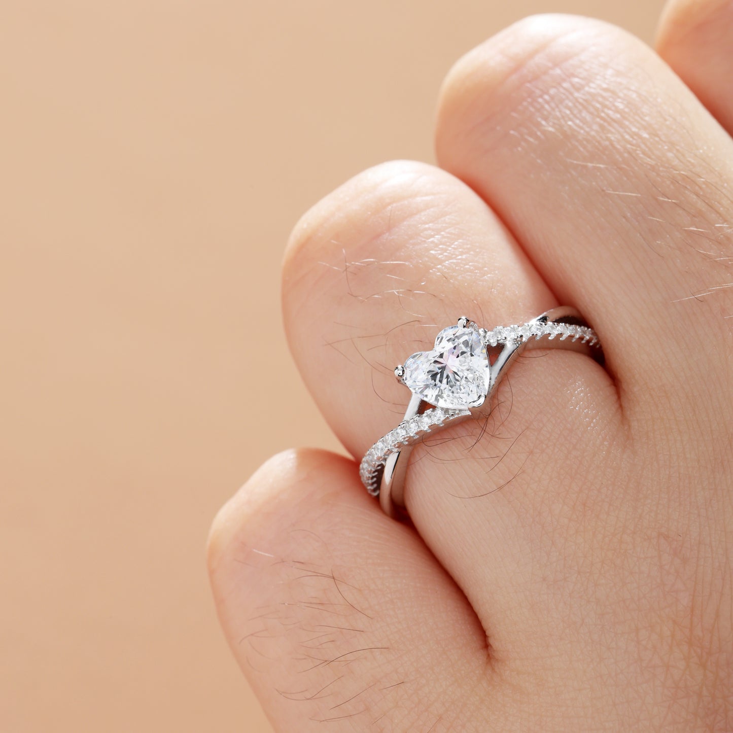 Twist Heart Cut Sterling Silver Ring