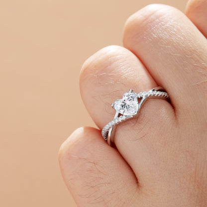 Twist Heart Cut Sterling Silver Ring