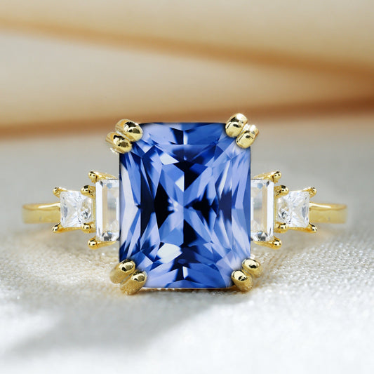 Emerald Cut Sapphire Engagement Ring