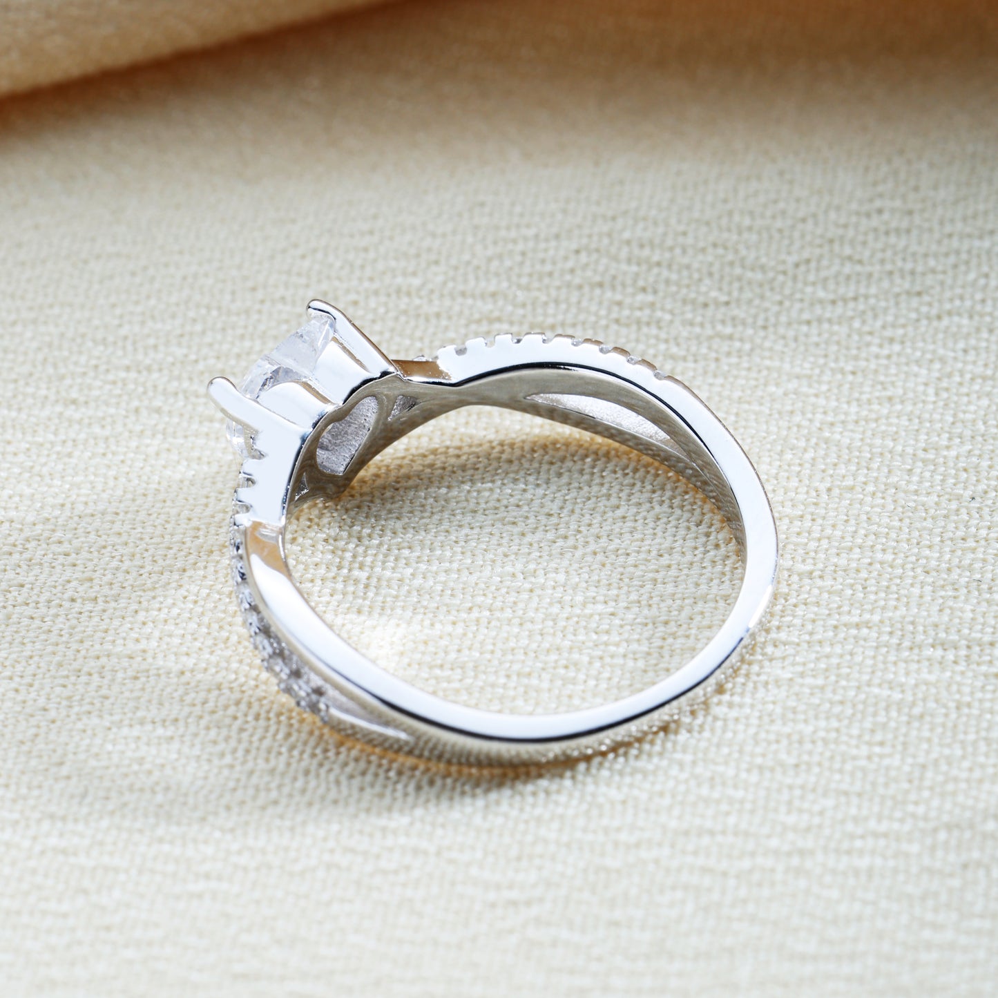 Twist Heart Cut Sterling Silver Ring