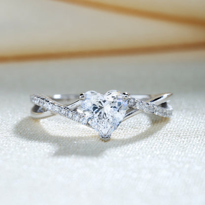 Twist Heart Cut Sterling Silver Ring