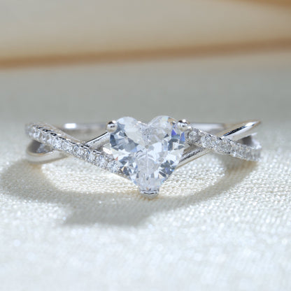 Twist Heart Cut Sterling Silver Ring