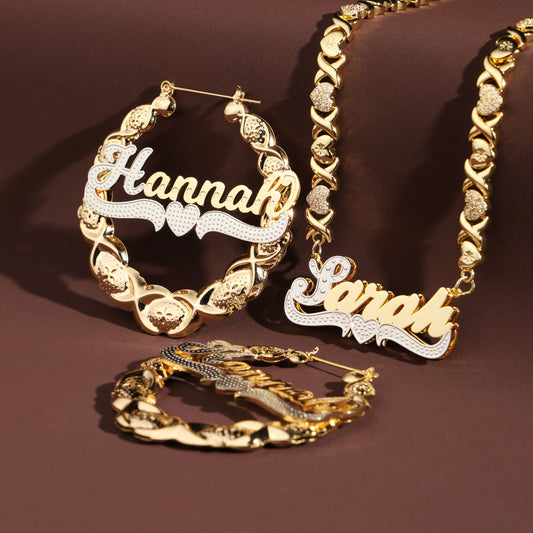 Timeless Luxury Diamond-Studded Gold Necklace and Earring Set