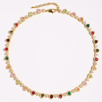 Heart Cut Tourmaline Gemstone Set (Unisex Necklace ＆ Bracelet)