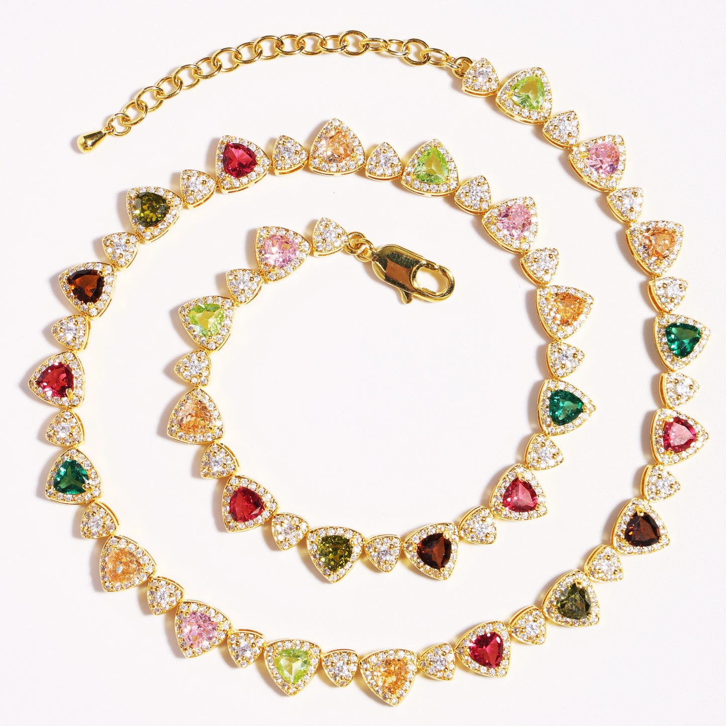 Heart Cut Tourmaline Gemstone Set (Unisex Necklace ＆ Bracelet)
