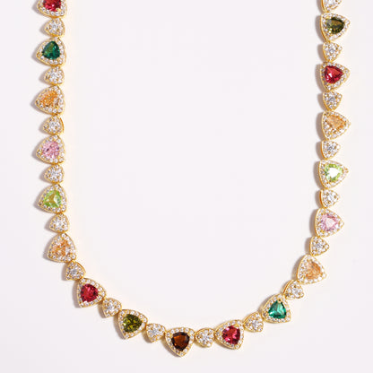 Heart Cut Tourmaline Gemstone Set (Unisex Necklace ＆ Bracelet)