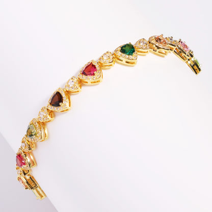 Heart Cut Tourmaline Gemstone Set (Unisex Necklace ＆ Bracelet)