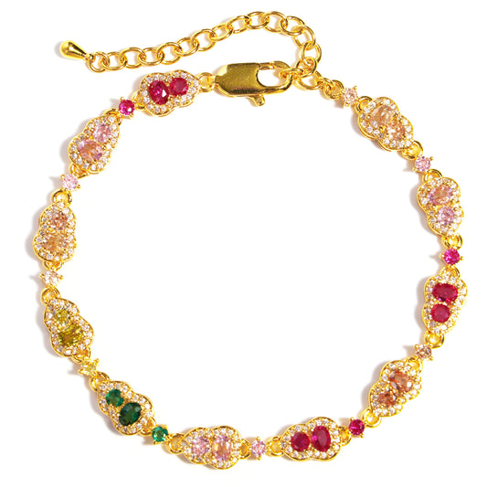 Fortune's Chalice: Gourd-Cut Tourmaline Gemstone Bracelet