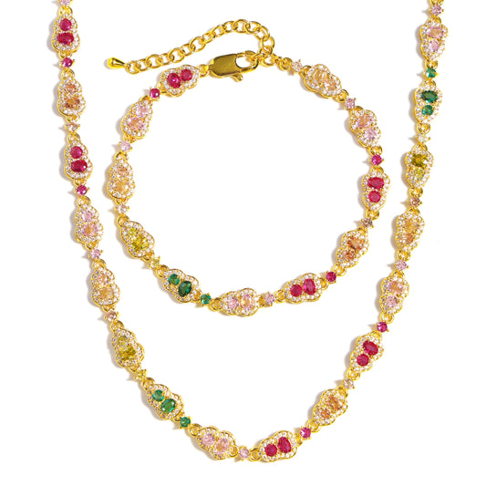 Fortune's Chalice: Gourd-Cut Tourmaline Gemstone Necklace Set