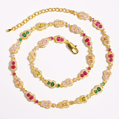 Fortune's Chalice: Gourd-Cut Tourmaline Gemstone Necklace Set