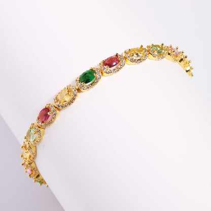 Victorian Oval-Cut Tourmaline Gemstone Bracelet