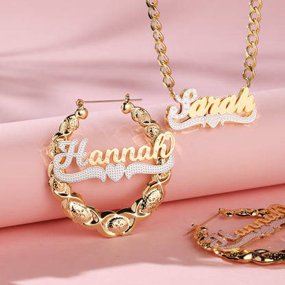 Name Necklace and Hoop Earrings  Kids XOXO Jewelry Set