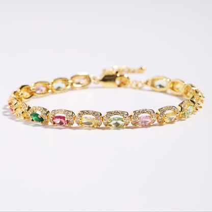 Victorian Oval-Cut Tourmaline Gemstone Bracelet