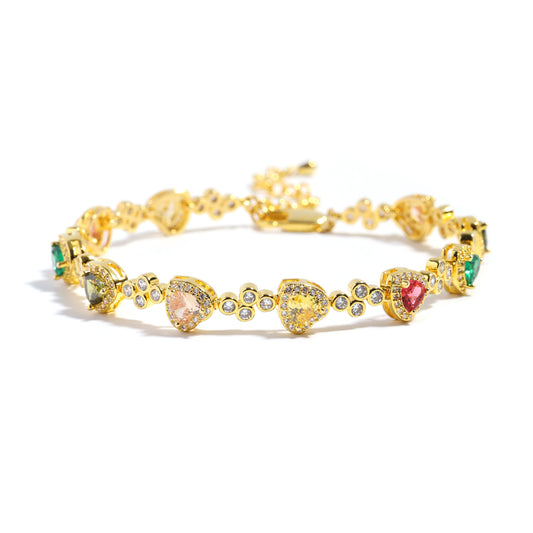 Heart Shaped Tourmaline Gemstone Bracelet