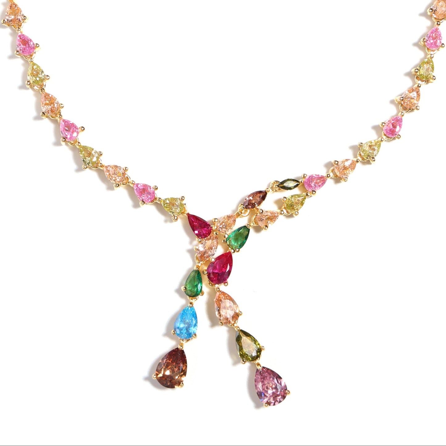 Dazzling Y-Frame Tourmaline Gemstone Necklace