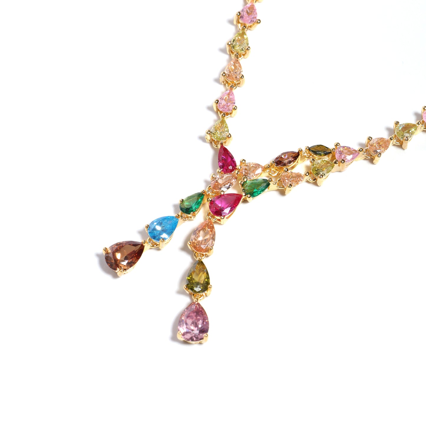 Dazzling Y-Frame Tourmaline Gemstone Necklace