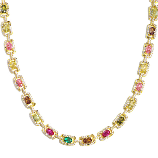 Prism Square-Cut Tourmaline Gemstone Necklace