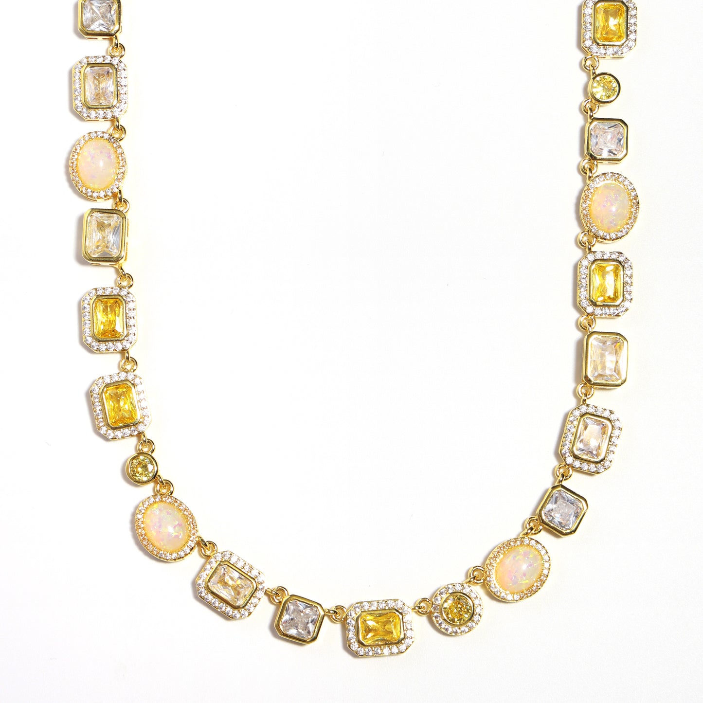 Gilded Yellow Sapphire Gemstone Necklace Set
