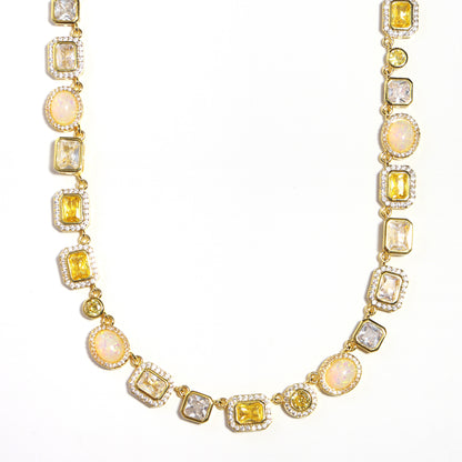 Gilded Yellow Sapphire Gemstone Necklace Set