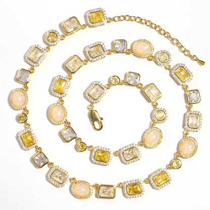 Gilded Yellow Sapphire Gemstone Necklace Set