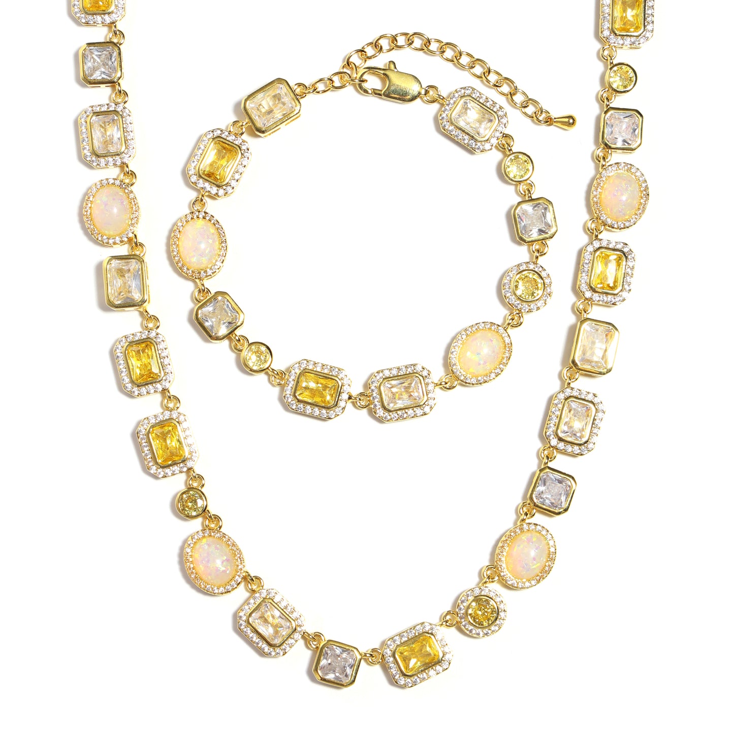 Gilded Yellow Sapphire Gemstone Necklace Set