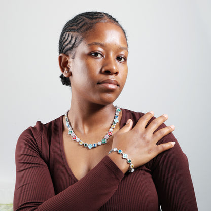 Mosaic Garden Gemstone Set ( Necklace＆ Bracelet)