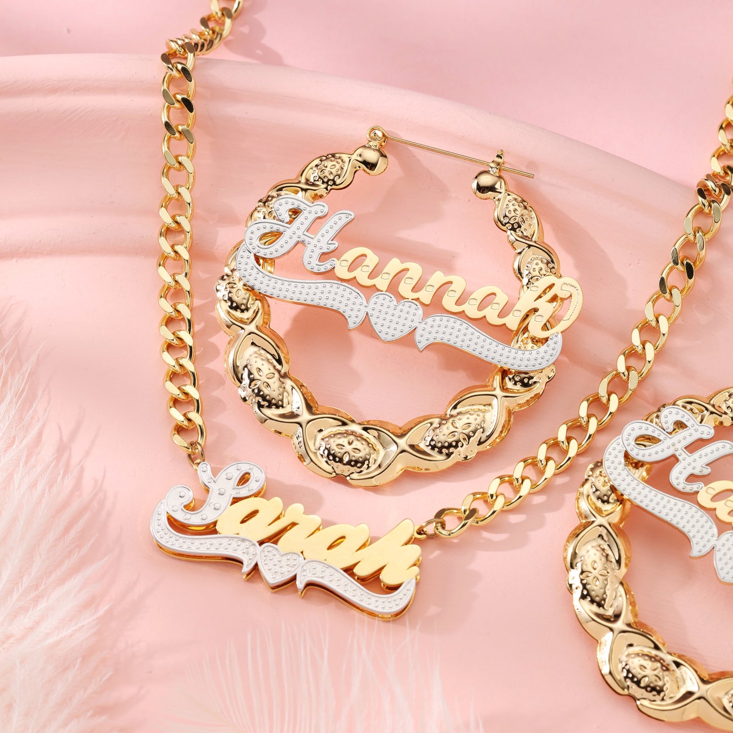 Name Necklace and Hoop Earrings  Kids XOXO Jewelry Set