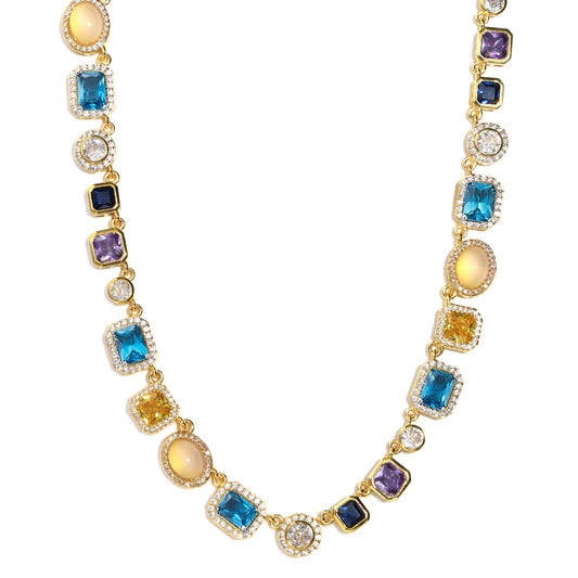Sapphire Skies and Golden Sunbeams Gemstone Necklace