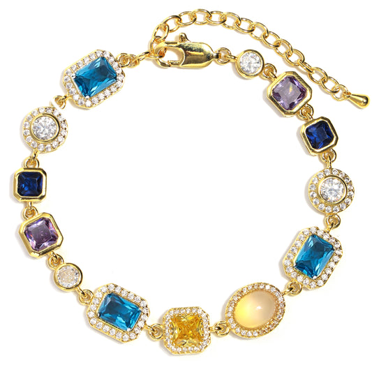 Sapphire Skies and Golden Sunbeams Gemstone Bracelet
