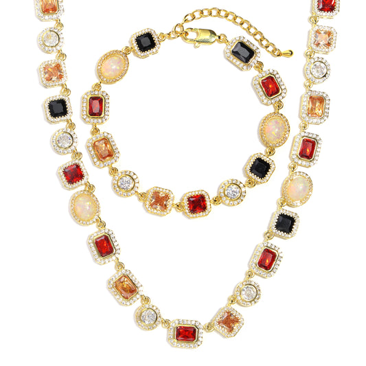 Royal Charm Gemstone Set (Necklace＆ Bracelet)