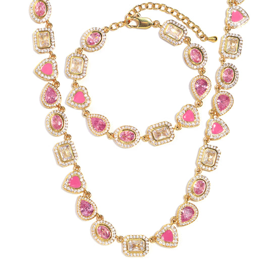 Sakura Dream Pink Gemstone Set ( Necklace＆ Bracelet)