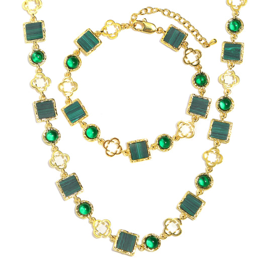 Green Quartz Gemstone Set(Gemstone Necklace ＆ Bracelet)