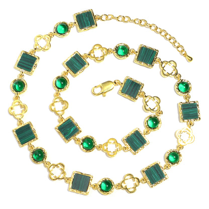Green Quartz Gemstone Set(Gemstone Necklace ＆ Bracelet)