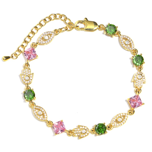 Evil Eye & Hamsa Gemstone Bracelet