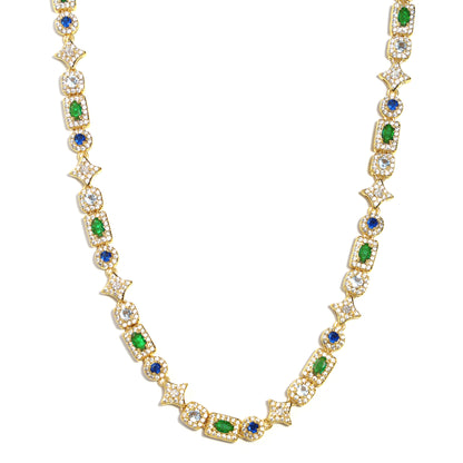 Geometric Colored Gemstone Set (Necklace＆ Bracelet)