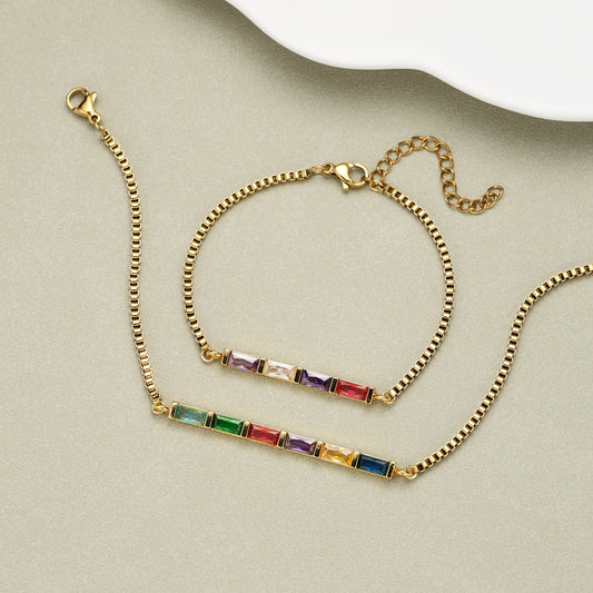 Gold Baguette Birthstone Bracelet
