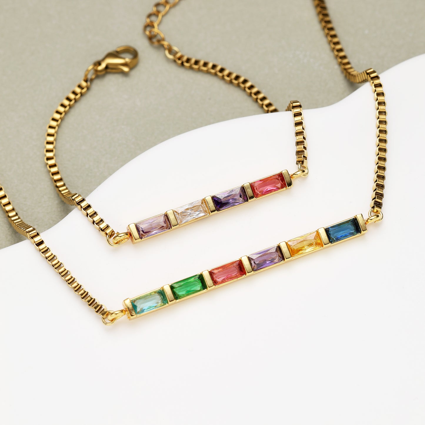 Gold Baguette Birthstone Bracelet