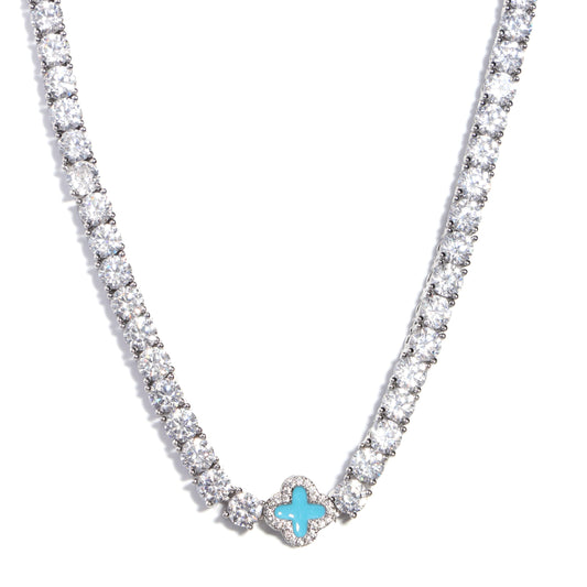 Baby Blue Tennis Gemstone Necklace