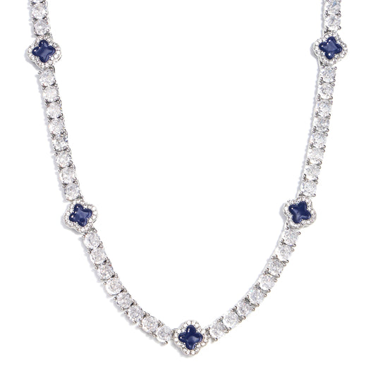 Blue Motif Tennis Gemstone Necklace