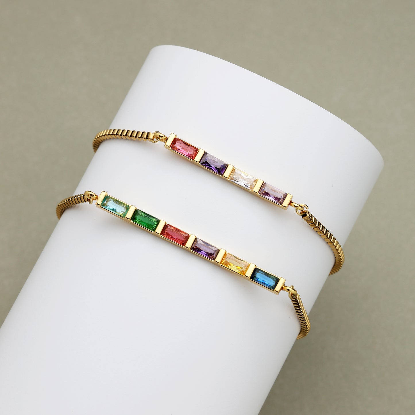Gold Baguette Birthstone Bracelet